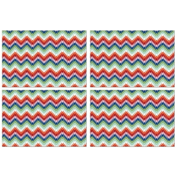 Placemats Set Of 4 Linen Durable Table Place Mats Colorful Wave Stripe Dinner Mats for Party Kitchen Dining Decoration