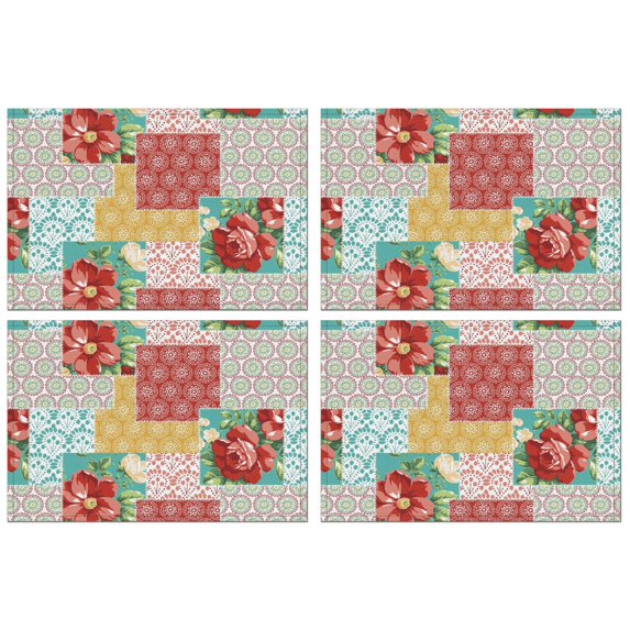 Placemats Set Of 4 Linen Durable Table Placemats the Pioneer Women Place Mats for Party Kitchen Dining Decoration