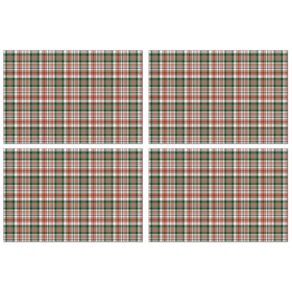 Placemats Set Of 4 Linen Machine Washable Table Mats Christmas Green Buffalo Plaid Dinner Mats for Party Kitchen Dining Decoration