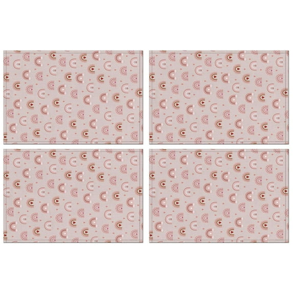 Placemats Set Of 4 Linen Machine Washable Table Place Mats -Colorful Rainbow Dinner Mats for Outdoor Tables Desk Kitchen