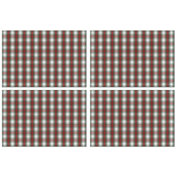 Placemats Set Of 4 Linen Machine Washable Table Placemats Christmas Red Green Grid Plaid Place Mats for Dining Table Kitchen