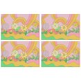 thumbnail image 1 of Placemats Set Of 4 Linen Machine Washable Table Placemats Cute Cartoon Blossom Flowers Dinner Mats for Outdoor Tables Desk Kitchen, 1 of 7