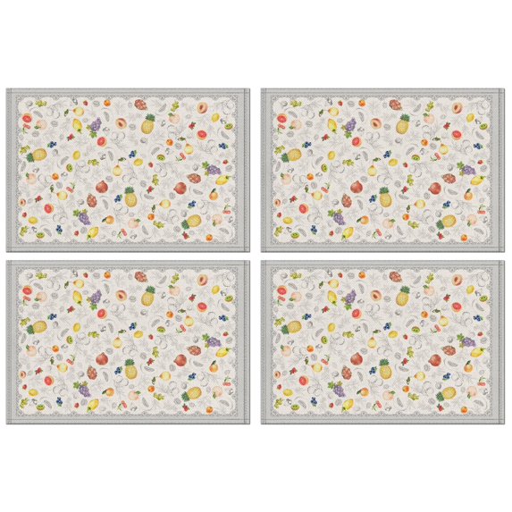 Placemats Set Of 4 Linen Non Slip Table Placemats Hello Summer Multi Fruits Place Mats for Party Kitchen Dining Decoration