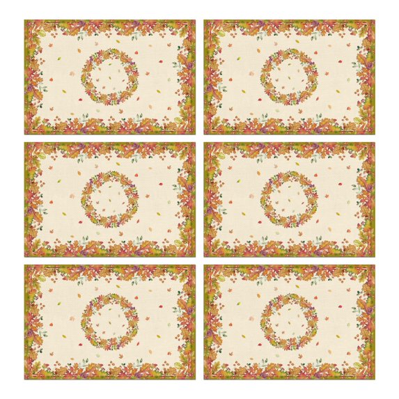 Placemats Set Of 6 Linen Machine Washable Table Mats Pumpkins Eucalyptus Fall Thanksgiving Dinner Mats for Dining Table Kitchen