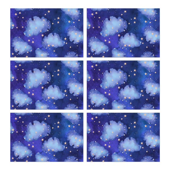 Placemats Set Of 6 Linen Non Slip Table Place Mats Star Sky Romantic Place Mats for Outdoor Tables Desk Kitchen