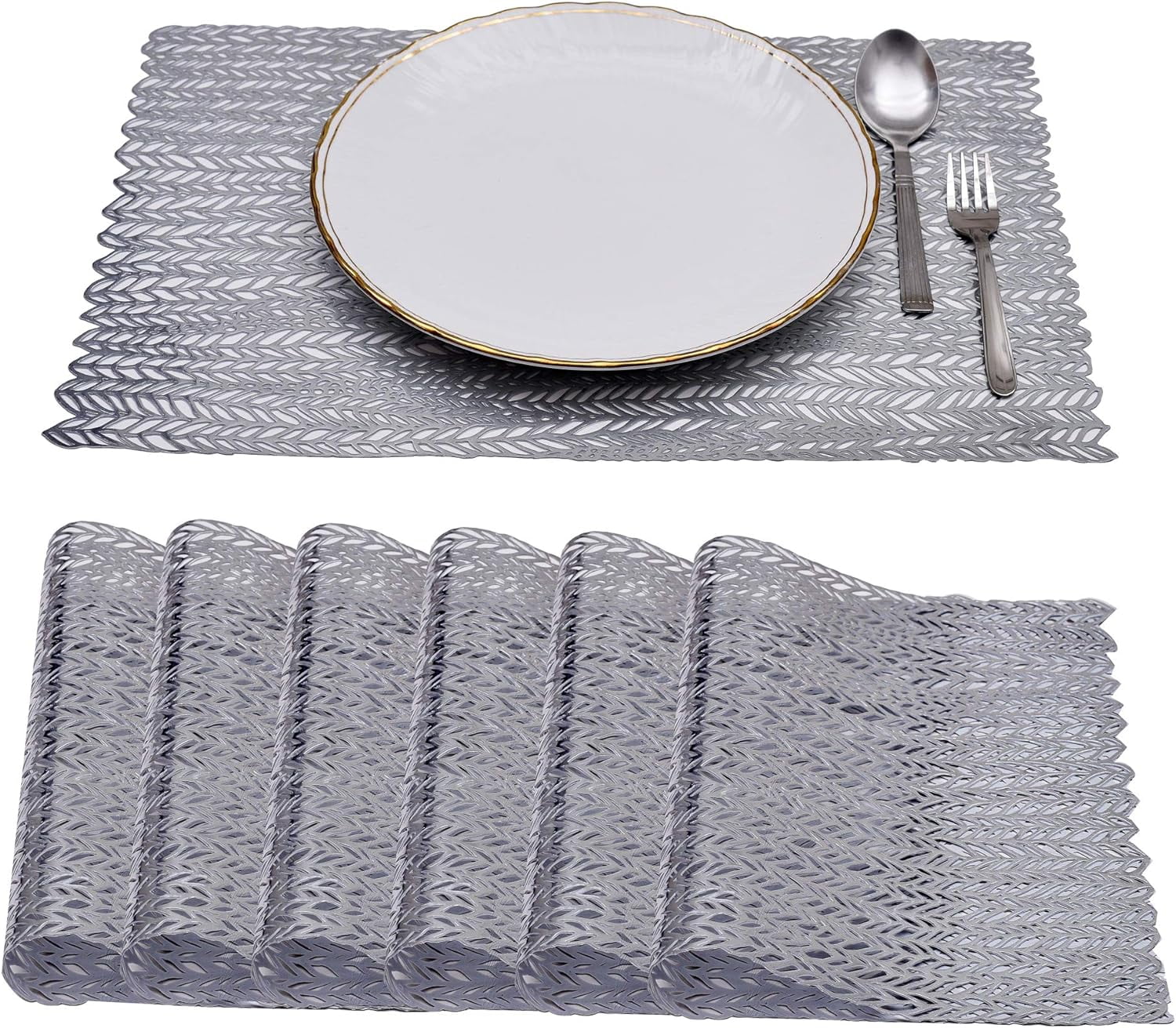 Placemats Set Of 6 Perforated Design For Kitchen Decor Scratch Heat