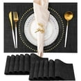 thumbnail image 1 of Placemats Set of 12 Washable Indoor/Outdoor Vinyl Place Mats for Dining Table PVC Weave Table Mats(Black), 1 of 6