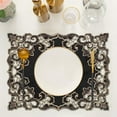 thumbnail image 1 of Placemats Set of 12 for European Dining Table, Table Placemats, Rectangular PVC Vinyl, 12x18 Inches - Black Gold, 1 of 8