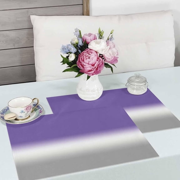 Placemats Set of 2, Classic Purple Grey Gradient Washable Table Mats for Dining Table, Ombre Art Wipeable Place Mats for Kitchen Indoor Outdoor