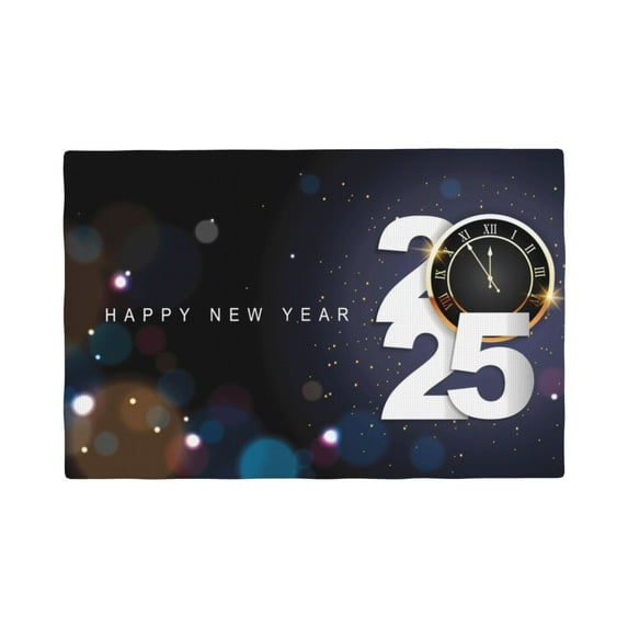 Placemats Set of 4 / 6, 2025 Happy New Year 2 Placemats for Dining Table Indoor/Outdoors Heat Resistant Washable Placemats 18" x 12"