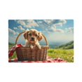 thumbnail image 1 of Placemats Set of 4 / 6, Adorable Puppy Basket Placemats for Dining Table Indoor/Outdoors Heat Resistant Washable Placemats 18" x 12", 1 of 8