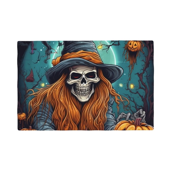 Placemats Set of 4 / 6, Cartoon Pumpkin Skull Placemats for Dining Table Indoor/Outdoors Heat Resistant Washable Placemats 18" x 12"