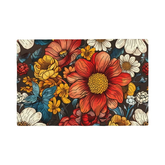 Placemats Set of 4 / 6, Colorful Vintage Floral Pattern Placemats for Dining Table Indoor/Outdoors Heat Resistant Washable Placemats 18" x 12"