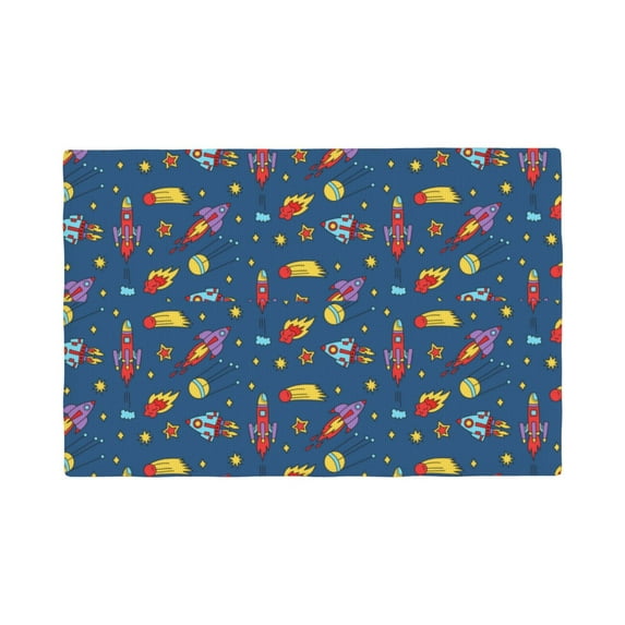 Placemats Set of 4 / 6, Cosmos Rockets Placemats for Dining Table Indoor/Outdoors Heat Resistant Washable Placemats 18" x 12"