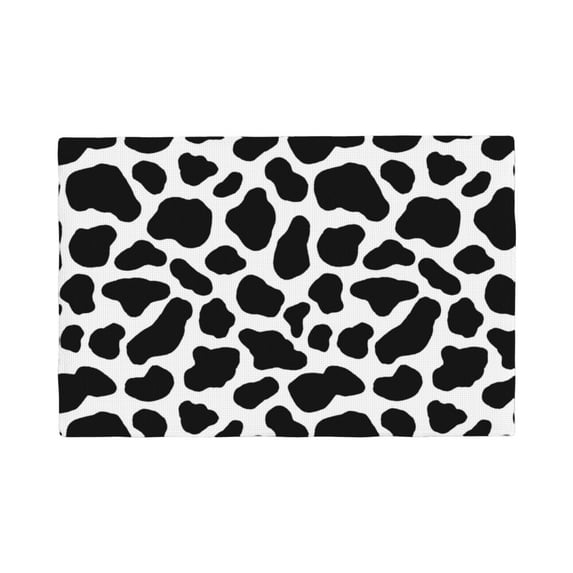 Placemats Set of 4 / 6, Cow black white print cute Placemats for Dining Table Indoor/Outdoors Heat Resistant Washable Placemats 18" x 12"