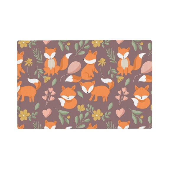 Placemats Set of 4 / 6, Cute Little Fox Placemats for Dining Table Indoor/Outdoors Heat Resistant Washable Placemats 18" x 12"