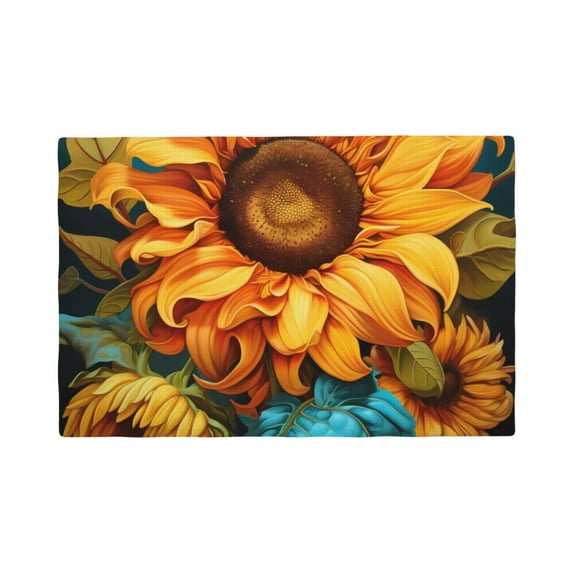 Placemats Set of 4 / 6, Deep Yellow Colorful Sunflower Placemats for Dining Table Indoor/Outdoors Heat Resistant Washable Placemats 18" x 12"
