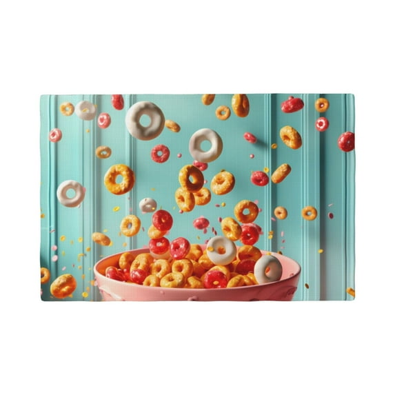 Placemats Set of 4 / 6, Floating Colorful Cereal Placemats for Dining Table Indoor/Outdoors Heat Resistant Washable Placemats 18" x 12"