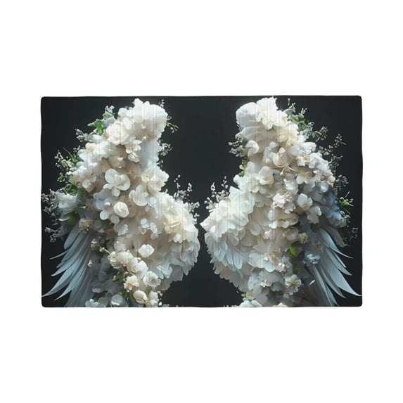 Placemats Set of 4 / 6, Floral Angelic White Wings Placemats for Dining Table Indoor/Outdoors Heat Resistant Washable Placemats 18" x 12"