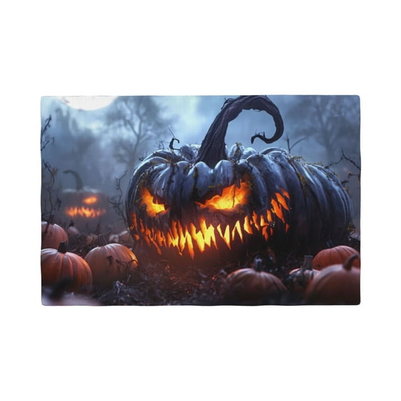 Placemats Set of 4 / 6, Halloween Pumpkin Monster B Placemats for Dining Table Indoor/Outdoors Heat Resistant Washable Placemats 18" x 12"