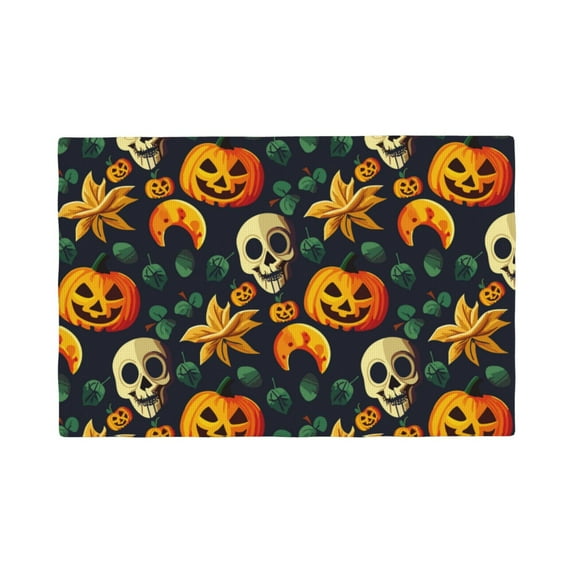 Placemats Set of 4 / 6, Halloween Skull Placemats for Dining Table Indoor/Outdoors Heat Resistant Washable Placemats 18" x 12"
