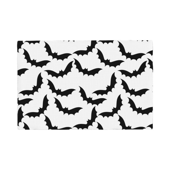 Placemats Set of 4 / 6, Halloween black cool Bat Placemats for Dining Table Indoor/Outdoors Heat Resistant Washable Placemats 18" x 12"