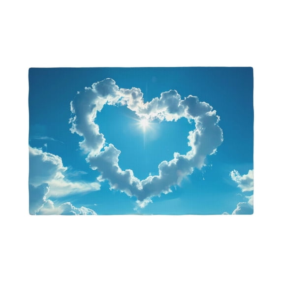 Placemats Set of 4 / 6, Heart Shaped Cloud Placemats for Dining Table Indoor/Outdoors Heat Resistant Washable Placemats 18" x 12"