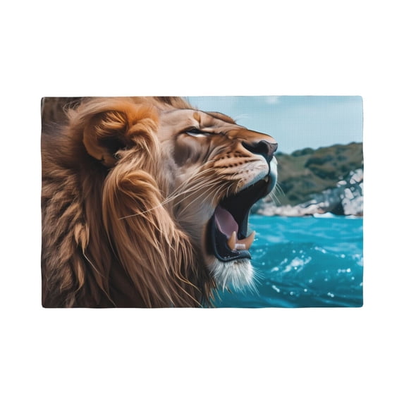 Placemats Set of 4 / 6, Ice Blue Coastal Lion Placemats for Dining Table Indoor/Outdoors Heat Resistant Washable Placemats 18" x 12"