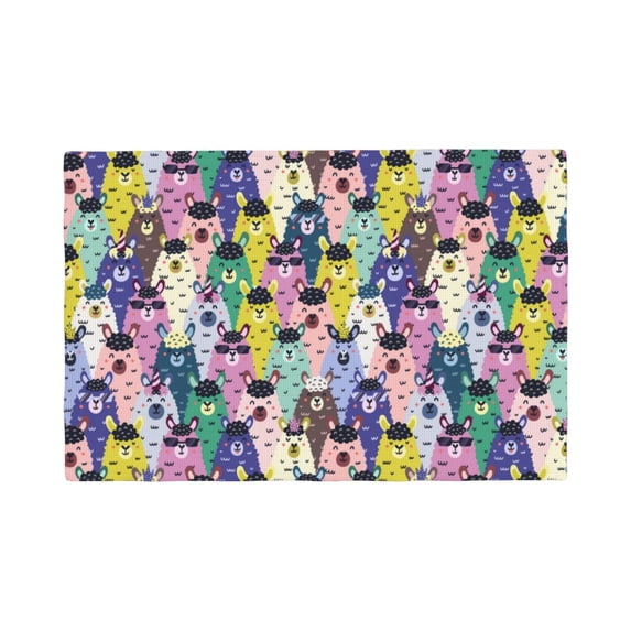 Placemats Set of 4 / 6, Llamas Colorful Placemats for Dining Table Indoor/Outdoors Heat Resistant Washable Placemats 18" x 12"