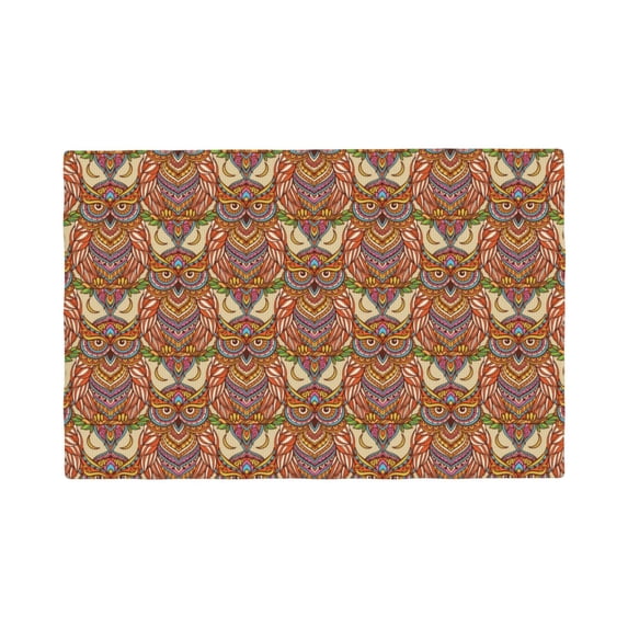 Placemats Set of 4 / 6, Owl Mandala Placemats for Dining Table Indoor/Outdoors Heat Resistant Washable Placemats 18" x 12"