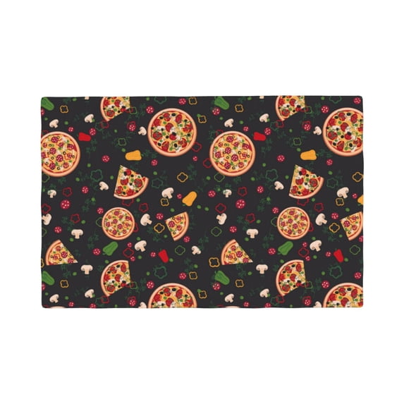 Placemats Set of 4 / 6, Pizzas Mushrooms Placemats for Dining Table Indoor/Outdoors Heat Resistant Washable Placemats 18" x 12"