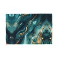 thumbnail image 1 of Placemats Set of 4 / 6, Teal Gold Marble Swirls Placemats for Dining Table Indoor/Outdoors Heat Resistant Washable Placemats 18" x 12", 1 of 8