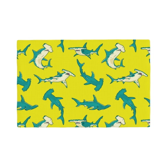 Placemats Set of 4 / 6, Teal Hammerhead Shark Placemats for Dining Table Indoor/Outdoors Heat Resistant Washable Placemats 18" x 12"