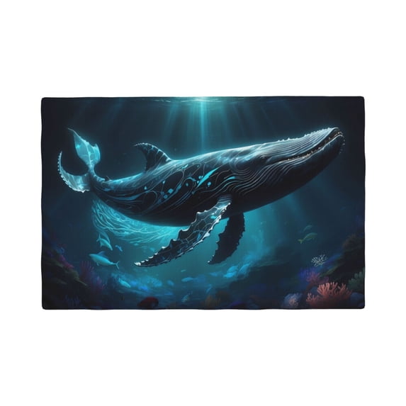 Placemats Set of 4 / 6, Vintage Blue Pattern Whale Placemats for Dining Table Indoor/Outdoors Heat Resistant Washable Placemats 18" x 12"