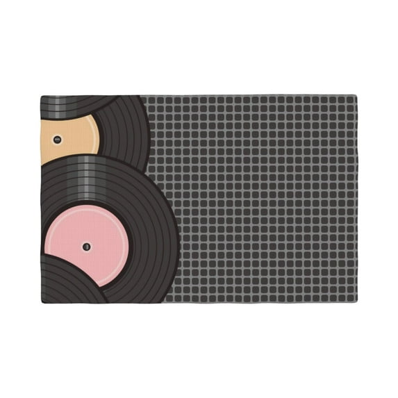 Placemats Set of 4 / 6, Vinyl Records Placemats for Dining Table Indoor/Outdoors Heat Resistant Washable Placemats 18" x 12"