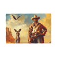 thumbnail image 1 of Placemats Set of 4 / 6, Western Cowboy Kangaroo Placemats for Dining Table Indoor/Outdoors Heat Resistant Washable Placemats 18" x 12", 1 of 8