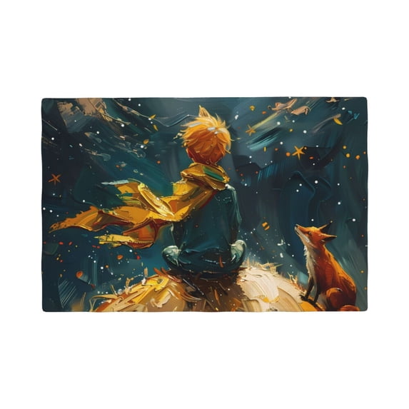 Placemats Set of 4 / 6, Whimsical Starry Night Scene Placemats for Dining Table Indoor/Outdoors Heat Resistant Washable Placemats 18" x 12"