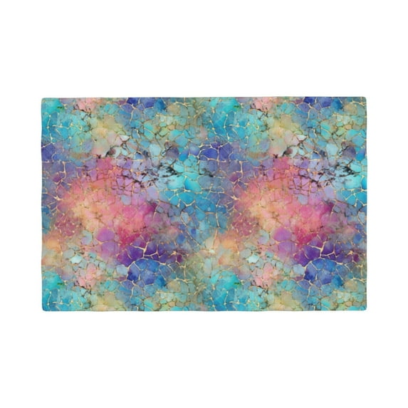 Placemats Set of 4 / 6, blue pink colorful cracked texture Placemats for Dining Table Indoor/Outdoors Heat Resistant Washable Placemats 18" x 12"