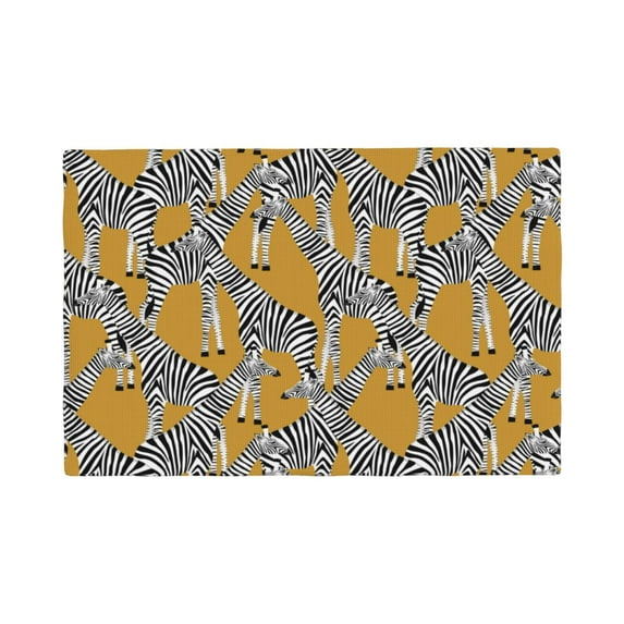 Placemats Set of 4 / 6, funny zebra yellow cute Placemats for Dining Table Indoor/Outdoors Heat Resistant Washable Placemats 18" x 12"