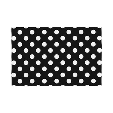 Placemats Set of 4 / 6, vintage white polka dot black Placemats for Dining Table Indoor/Outdoors Heat Resistant Washable Placemats 18" x 12"