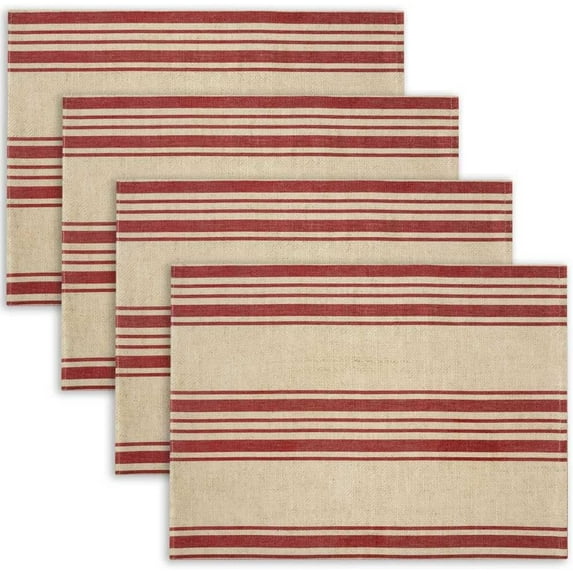 Placemats Set of 4 Abstract Red White Linen Texture 18"X12" Table Placemats Dining Table Mats for Kitchen Dining Table Party