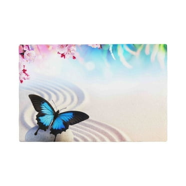 Placemats Set of 4, Butterfly In Blossoms Zen Place mats for Dining Table Indoor/Outdoor, Cute Heat Resistant Washable Table Mats(18" x 12")