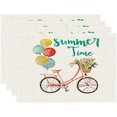 thumbnail image 1 of Placemats Set of 4 Floral Bicycle Print 12 X 18 Inch Table mats Heat Resistant Kitchen Dining Party Decoration Place Mats, 1 of 5