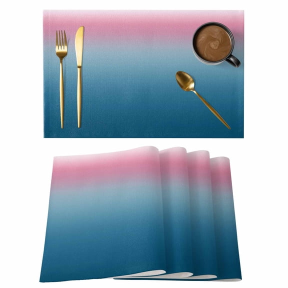 Placemats Set of 4 Gradient Pink Non-Slip Place Mat Blue Table Mats Washable Stain-Resistant Tablemats for Party/Dining Room/Kitchen Decorations