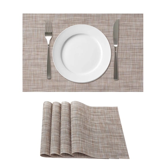 Placemats Set of 4, Heat Resistant Non-Slip Place Mats Washable PVC Vinyl Dining Table Mats for Kitchen Table, Indoor/Outdoor Place Mats, 12"x18"