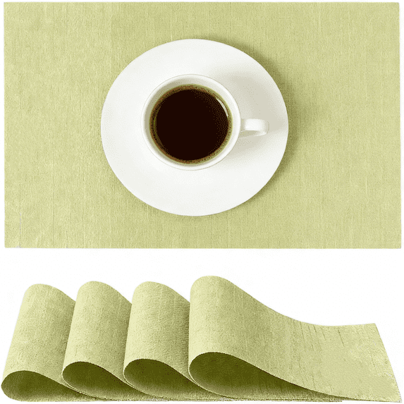 Placemats Set of 4, Heat Resistant Washable PVC Table Mats, Non-Slip Rectangle Place Mats for Dining Table