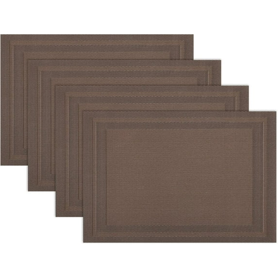 Placemats Set of 4,Heat Resistant Woven Vinyl Washable PVC Place Mats,Non-Slip Stain Resistant Indoor/Outdoor Table Mats for Dining Table