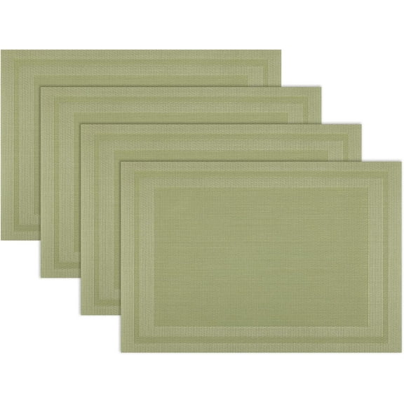 Placemats Set of 4，Heat Resistant Woven Vinyl Washable PVC Place Mats，Non-Slip Stain Resistant Indoor/Outdoor Table Mats for Dining Table