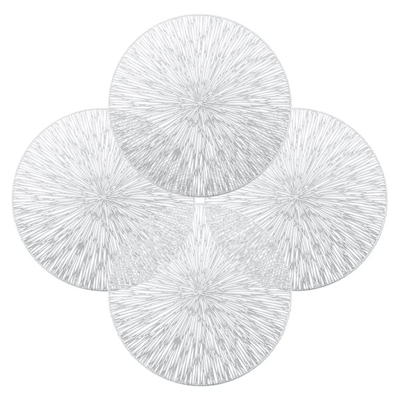 Placemats Set of 4 Hollow PVC Place Mats Thanksgiving Table Ornament Decorations for Home Festival-silver