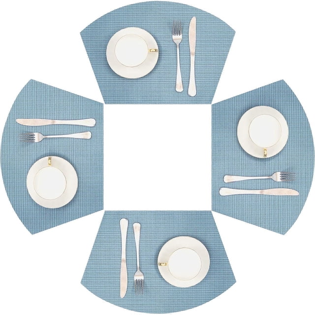 Placemats Set of 4, MJIAexp Round Table Placemats Heat Resistant Woven Vinyl PVC Wipeable Durable Table Mats for Dining Table Easy to Clean